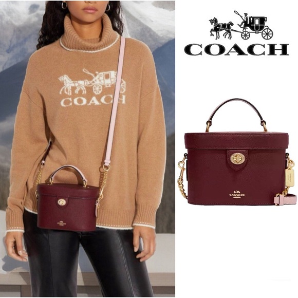 Coach Handbags - SOLD!! COACH Kay Crossbody With Glitter In Black Cherry Leather